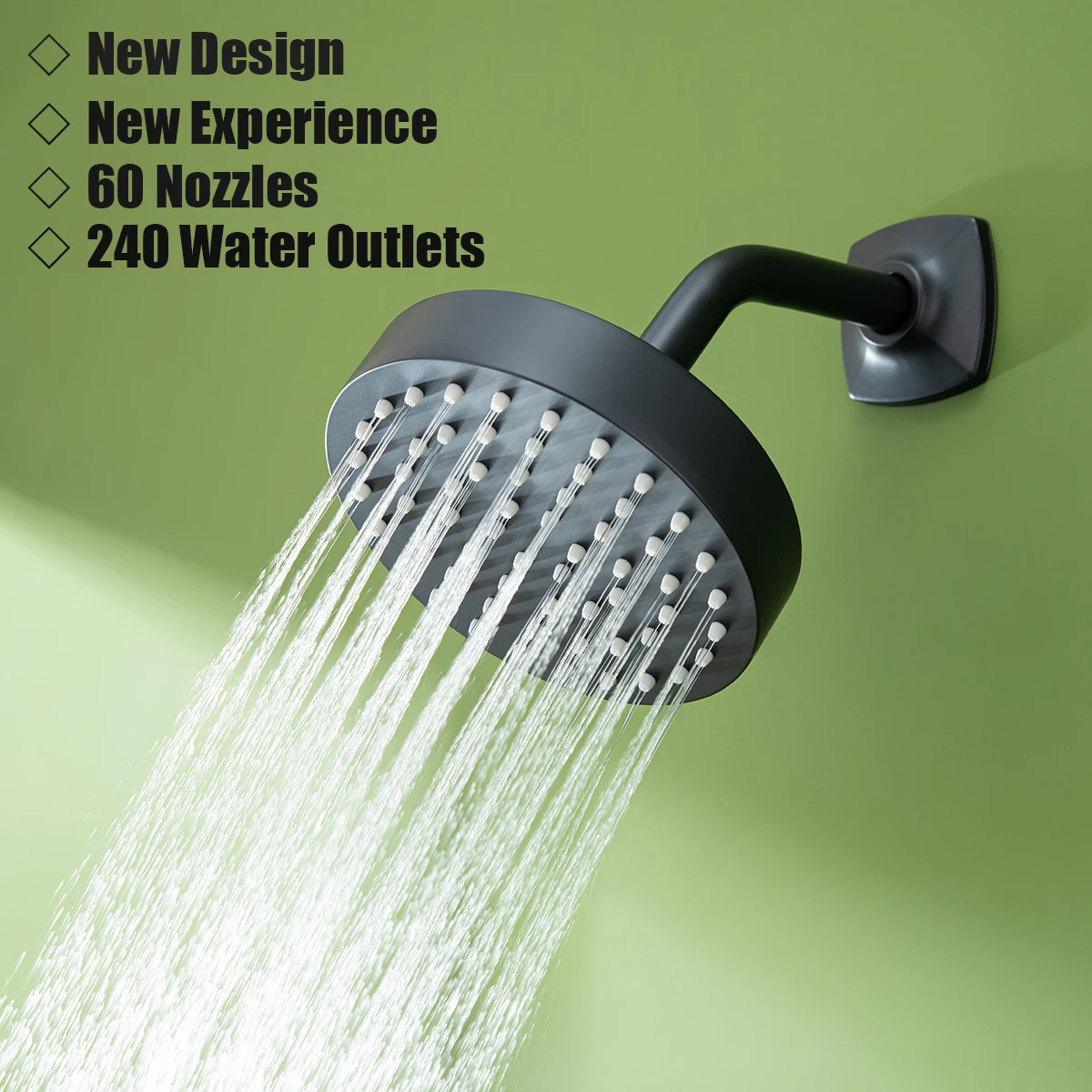 Rain Shower Head Bathroom Solid Stainless Steel High Pressure Small Matte Black  Wall Mounted Adjustable Bath Top Spray Shower.