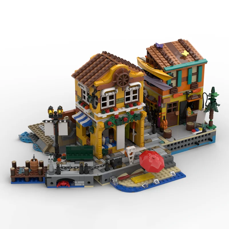 وحدات بناء المدينة نموذج Moc قوالب بناء وحدات الدهون كراب ريستو التكنولوجيا كتل عيد الميلاد لتقوم بها بنفسك لعبة هدايا البناء