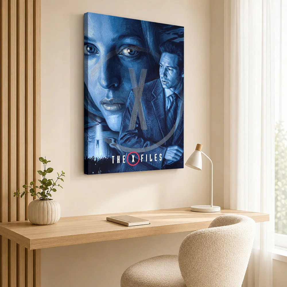 The X-Files Mulder And Scully Framed Canvas Poster Customized Modern Aesthetic Canvas Wall Art for Bedroom Decor Ready to Hang