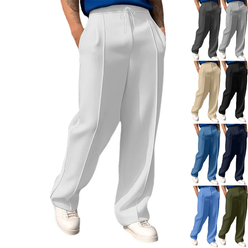 

2026 cross-border spring and autumn thin men's mid-waist sports and leisure drawstring loose jogging trend trousers sweatpants