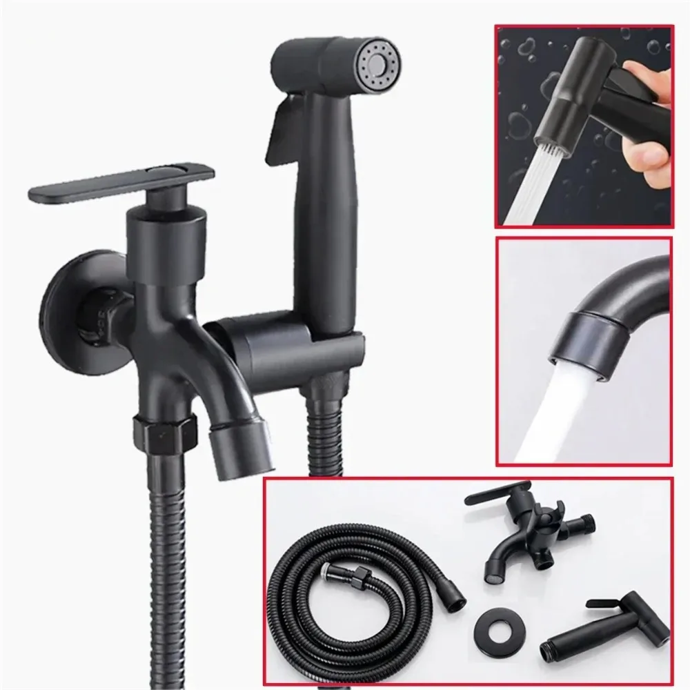 Stainless Steel Toilet Bidet Spray Set 1 In 2 Out Multi-functional Shattaff Shower High Pressure Handheld Faucet view 5