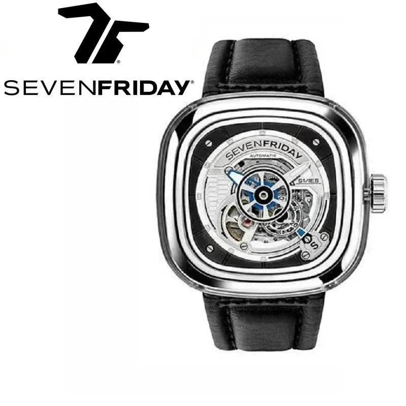 SEVENFRIDAY S series men\'s fully automatic mechanical watch waterproof watch luxury brand S1/01 Sevenfriday leather/steel band