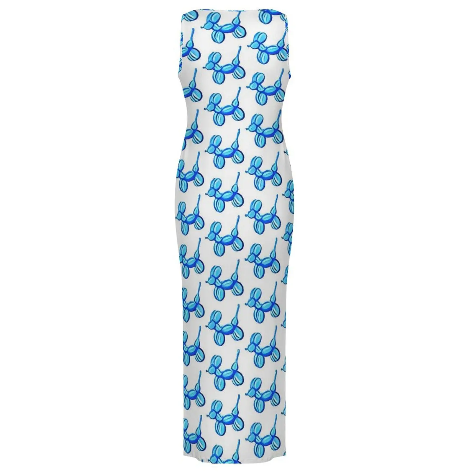Ballon-Hunde-Kleid, ärmellos, Tierblau, Y2K, modische Maxikleider, niedliches, figurbetontes Kleid für Damen, grafisches Oversize-Kleid