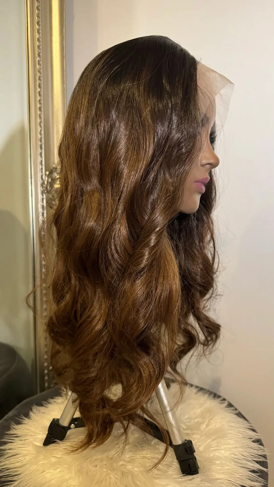 New Style 18 Inches Synthetic 13*4 HD Transparent Lace Frontal Wigs Balayage Glueless Wigs Loose Wave Free Part Women's Wigs