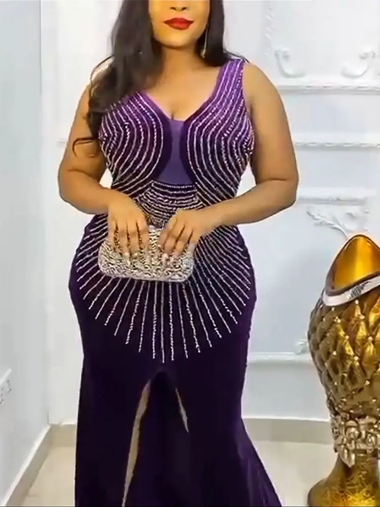 Robe de soirée élégante pour femmes, tenue de soirée africaine, en fibre de tambour, sexy, slim, longue, pour fête de mariage, à la mode, kaftan turc