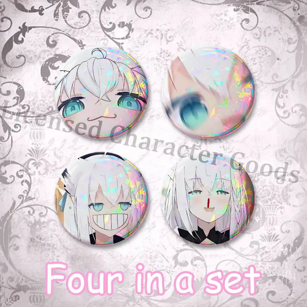 S-Shirakami F-Fubuki Custom Mini Pill Badge 25mm Button Pins 4-Piece Set 75mm Oversized Pin Badge 2.25 Inch