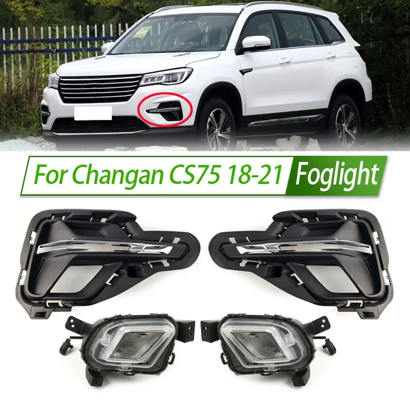 

For Changan CS75 18-21 Foglight Fog Light Assembly LED/ Halogen Front Bumper Fog Lamp Kit Replacement Frame Cover
