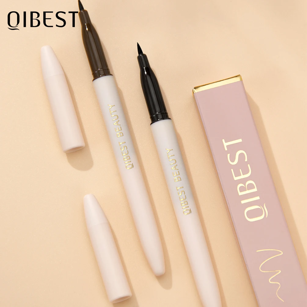 QIBEST High Quality Ultra Fine Eyeliner Pencil Gel Waterproof Quick Drying 12 Hour Wear Smooth Black Liquid Eyeliner Eyes Makeup