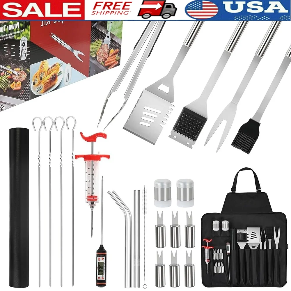 

26Pcs Heavy Duty Griddle Accessories Kit Stainless Steel Grill Set Camping BBQ Tools Perfect Gifts Men Outdoor Cooking