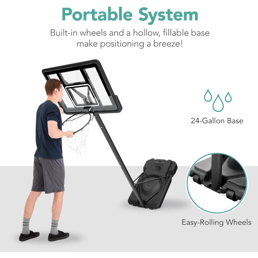10ft Regulation Basketball Hoop 7.510ft Height Adjustable Outdoor Goal w Shock Absorbent Rim Base Gel 2 Wheels