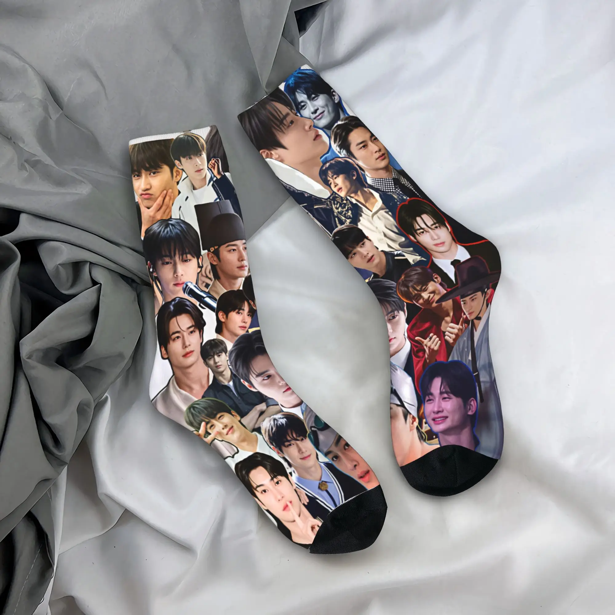 B-Byeon W-Woo-seok Socks  Gothic Stockings Women Men Warm Soft Skateboard Socks Autumn Graphic Non Slip Socks