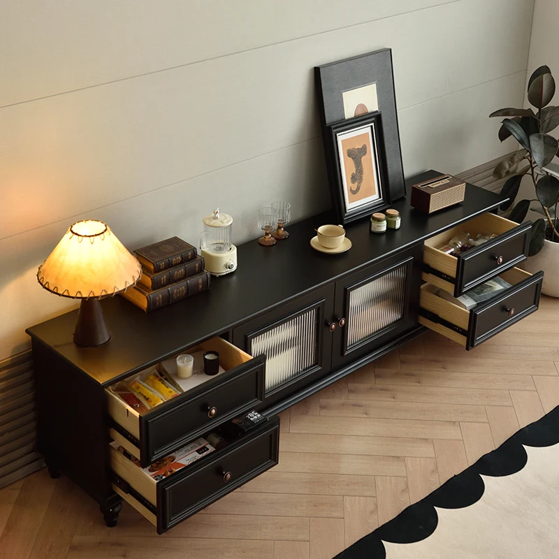 عمودي خمر حامل تلفاز عادي أدراج عالمية خشبية الحد الأدنى حامل تلفاز أسود الشمال مصمم Fernsehen Tisch الأثاث #2