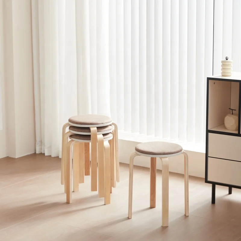 #Factory Wholesale Small Wooden Stool Minimalist Design Stackable Customizable Seat Color Farmhouse Bedroom School