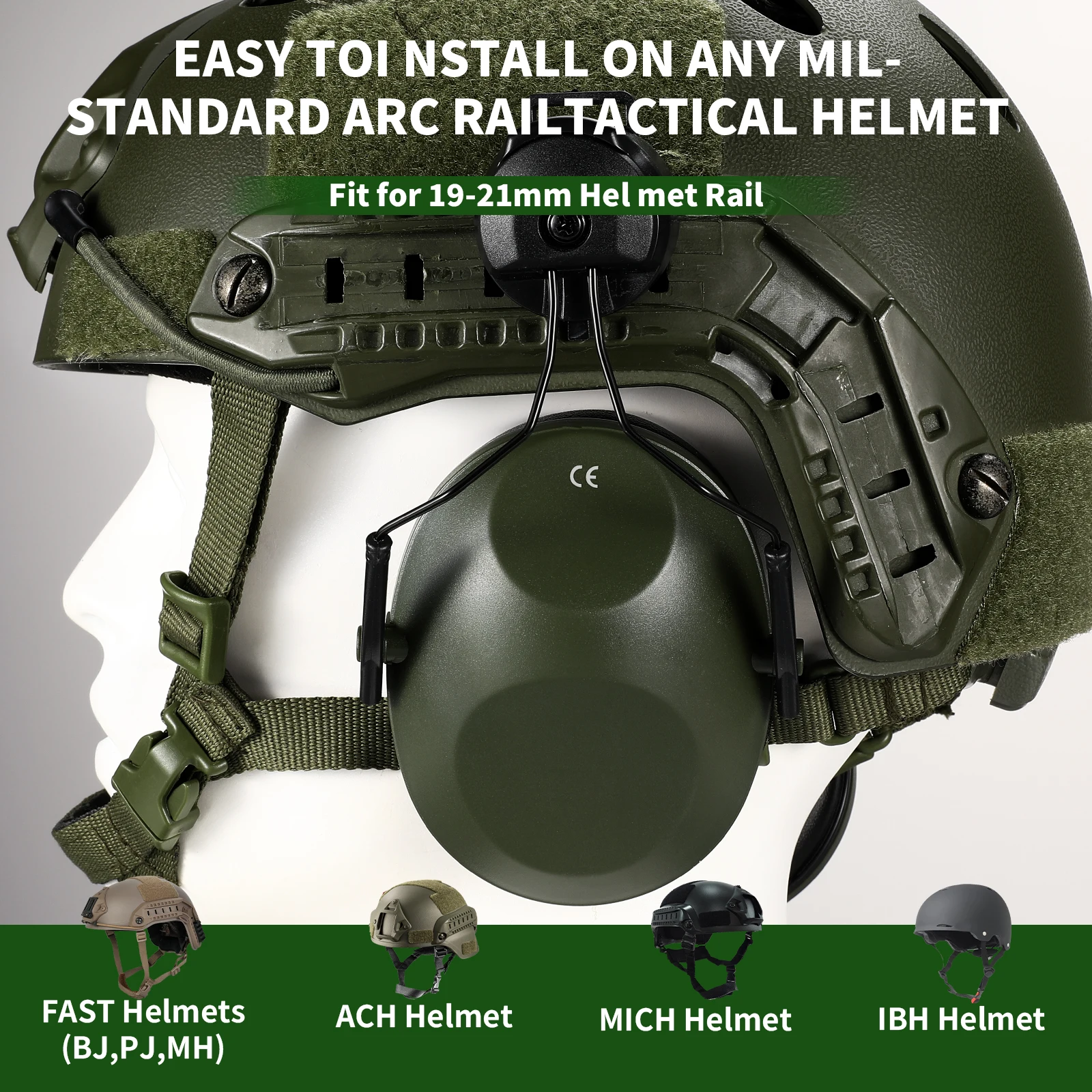 Anti-Noise Ear Plugs Tactical Hunting Ear Defenders Helmet Version EarMuff Hearing Protection Soundproof For Shooting