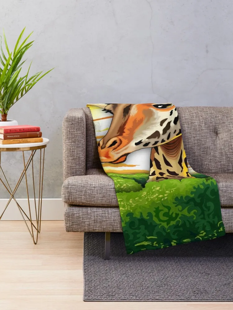 Giraffe on Wild African Savanna Sunset Throw Blanket valentine gift ideas Decorative Sofa Furrys Blankets For Sofas Blankets