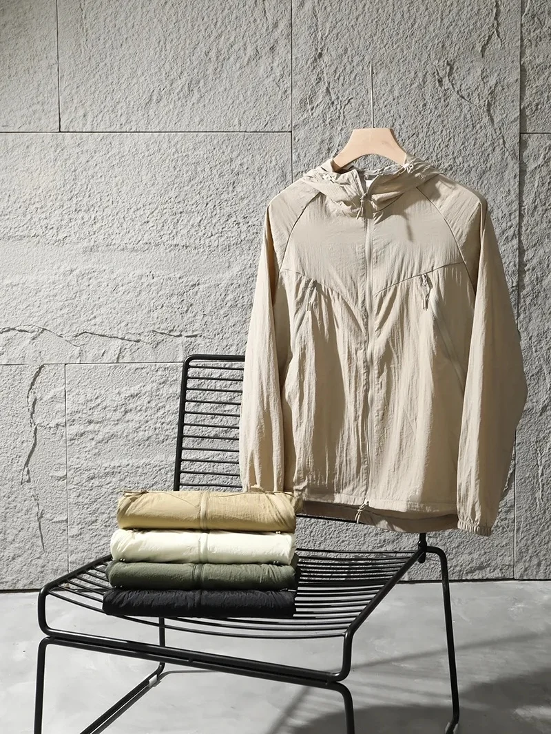 

Мужская уличная защита от солнца Jaet, дышащая легкая кожа с капюшоном, крутая Urban Faion Long Sve на молнии, чистый цвет