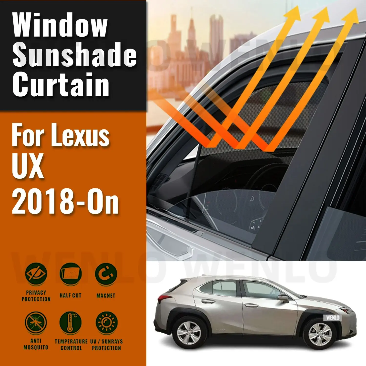 

For Lexus UX 2019 2020 2021 2022 2023 2024 Car Sunshade Front Windshield Magnetic Mesh Curtain Rear Side Window Sun Visor Shade