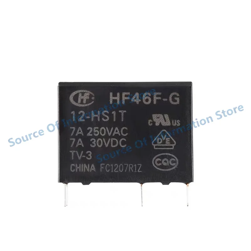 5Pcs HF46F -G- 5/12/24 -HS1 -HS1T 7A 5A 4Pin 250VAC 30VDC DC5V 12V 24V Small Medium Power Relays HF46F-12-HS1 HF46F-G-24-HS1