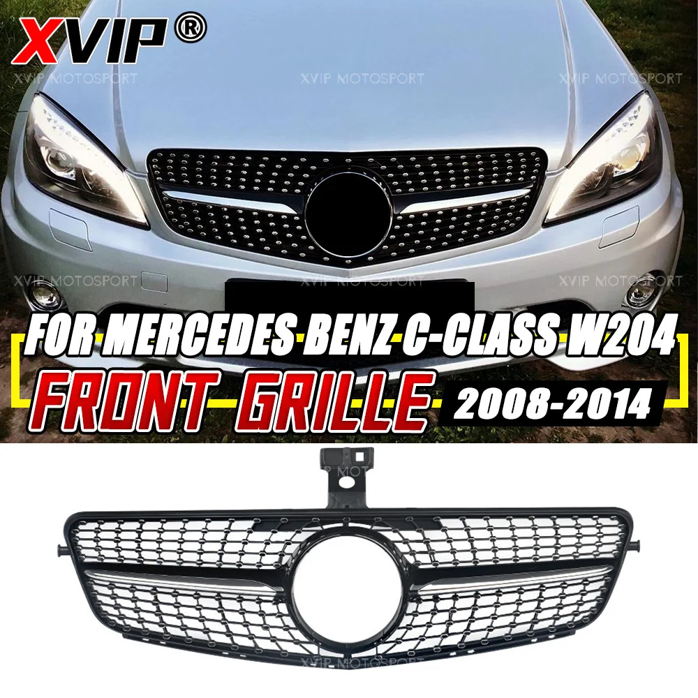 

XVIP Chrome Black Front Bumper Kidney Grille For Mercedes Benz C-Class W204/S204/C204 2008-2014 C180 C200 C230 C250 C280 C300 C350 Upper Racing Grill Car Accessories