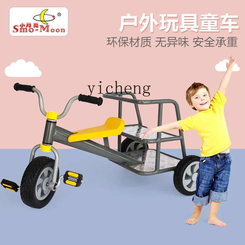 Tqh Kindergarten Three-Wheeled Bicycle Children's Double Three-Person Stroller Outdoor Bicycle Multi-Person Transfer Car