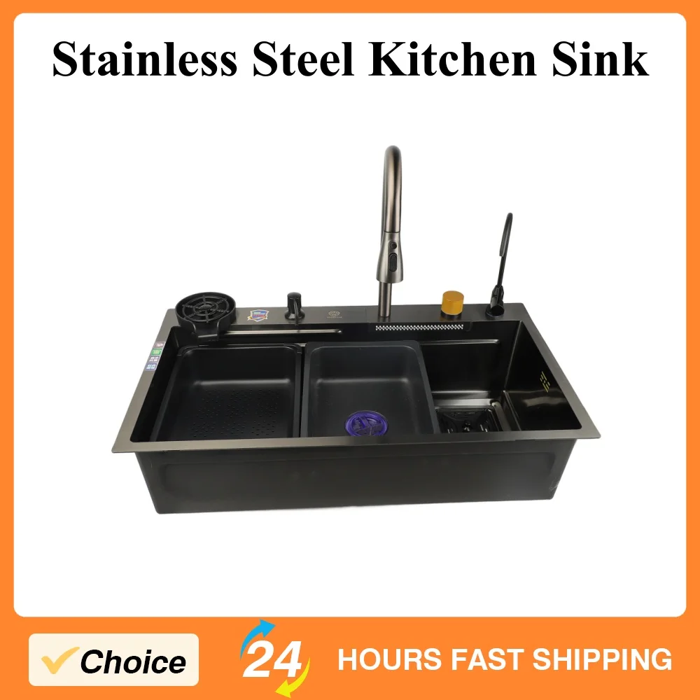 

2025 новейшая кухонная мойка для домашней кухни, утолщенная раковина из нержавеющей стали большой емкости, современный простой стиль
