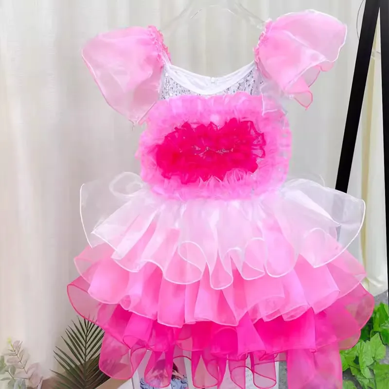 Ragazze Jazz dancewear costume bambini moderno latino paillettes Ballroom Party Dancing Dress Child Dancing tutu dress clothes For Girls