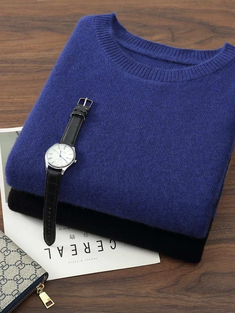 New Men's Sweater Pullover Autumn Winter 100% Cashmere Sweater O-Neck Casual Pullover Clothes Warm Fashion Inside Join Knitwear