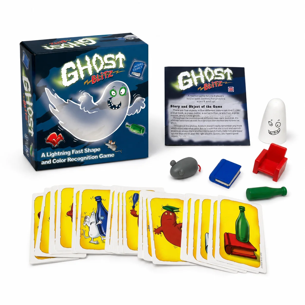Juego de Mesa Ghost Blitz de Reacción Rápida, Reconocimiento de Formas y Colores, para Niños, Familia, Fiestas, Viajes, Versión en Inglés