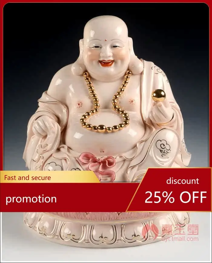 

Cz ceramic maitreya household worship buddha ornaments sitting ancient lotus big belly buddha laughing