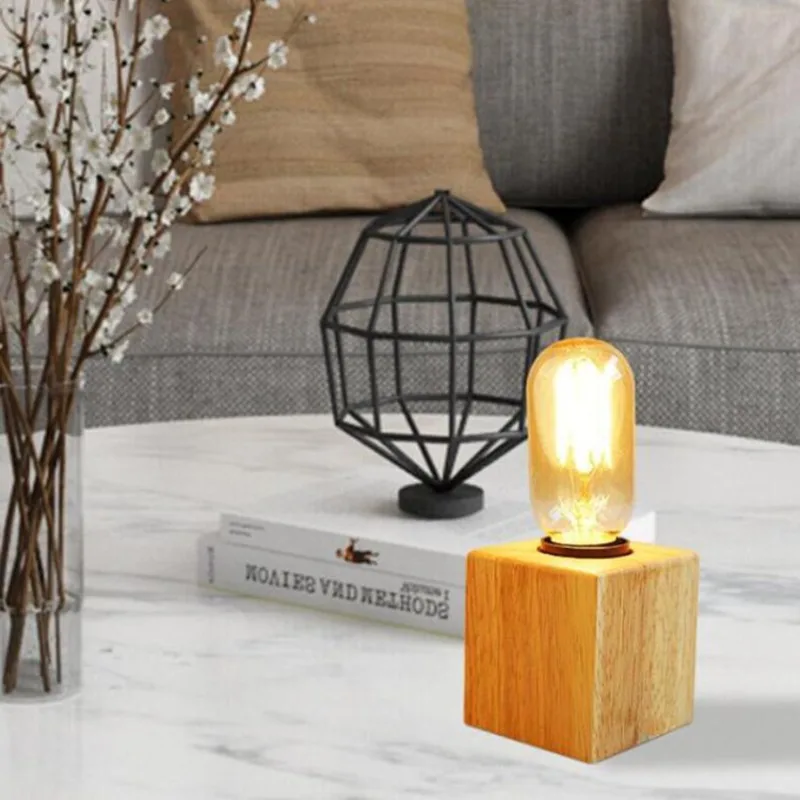 Retro Wooden Table Light Dimmable Desk Light Official-website Fixtures Home Appliance Interior Decoration Bedroom Beside Lamps