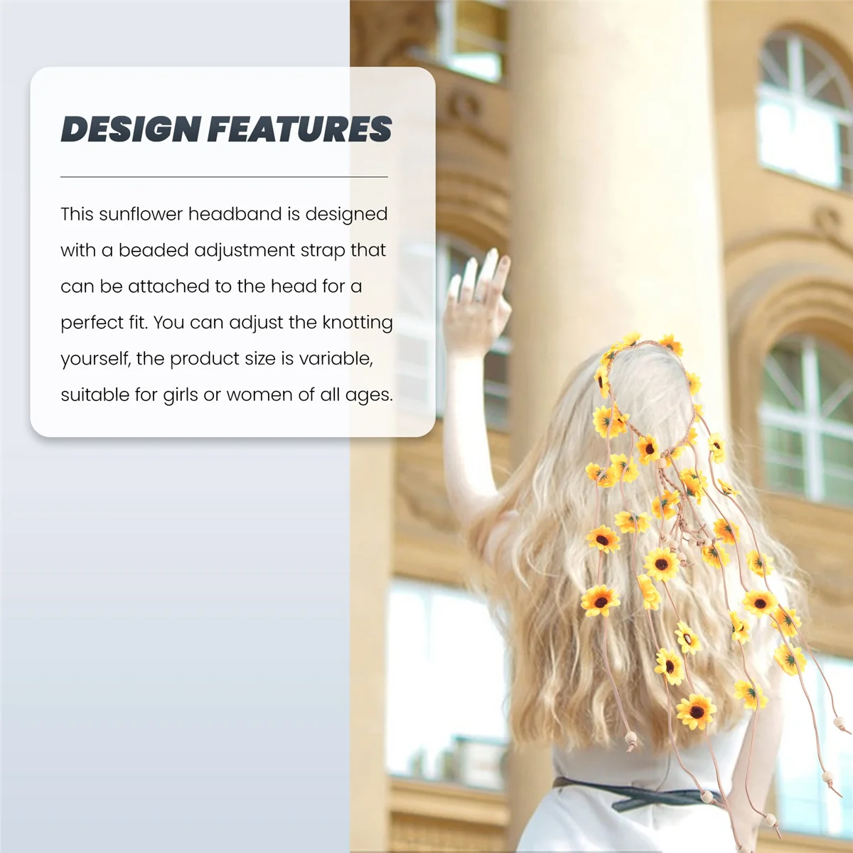 

HOT 2Pcs Flower Hippie Headband Floral Crown Summer Sunflower Hair Accessories for 70 S Bohemian Costumes Style