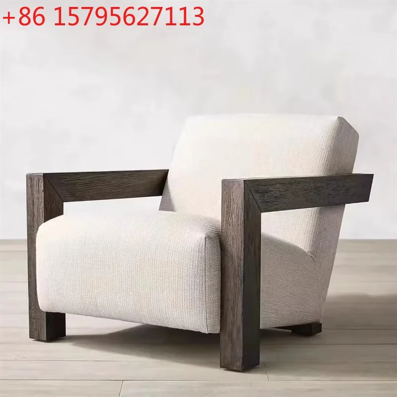 

Nordic wabi wind minimalist single sofa chair club balcony B & B leisure lazy solid wood lounge chair