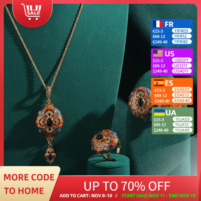 

Jewelry Sets For Woman Necklace And Earring Vintage Palace Flower Pendant Antique Accessories Night Dress Luxury New In 2025