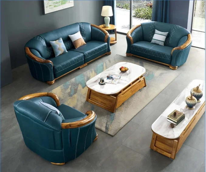 Light luxury leather sofa luxury high-grade new modern living room new Chinese European American sofa