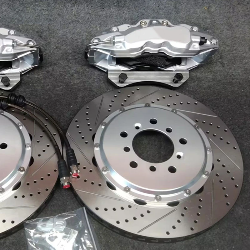 ICOOH Silver 6 Pot Brake Caliper kits with Drilled and Slotted Disc Rotor for Lexus  LX570 Land Cruiser