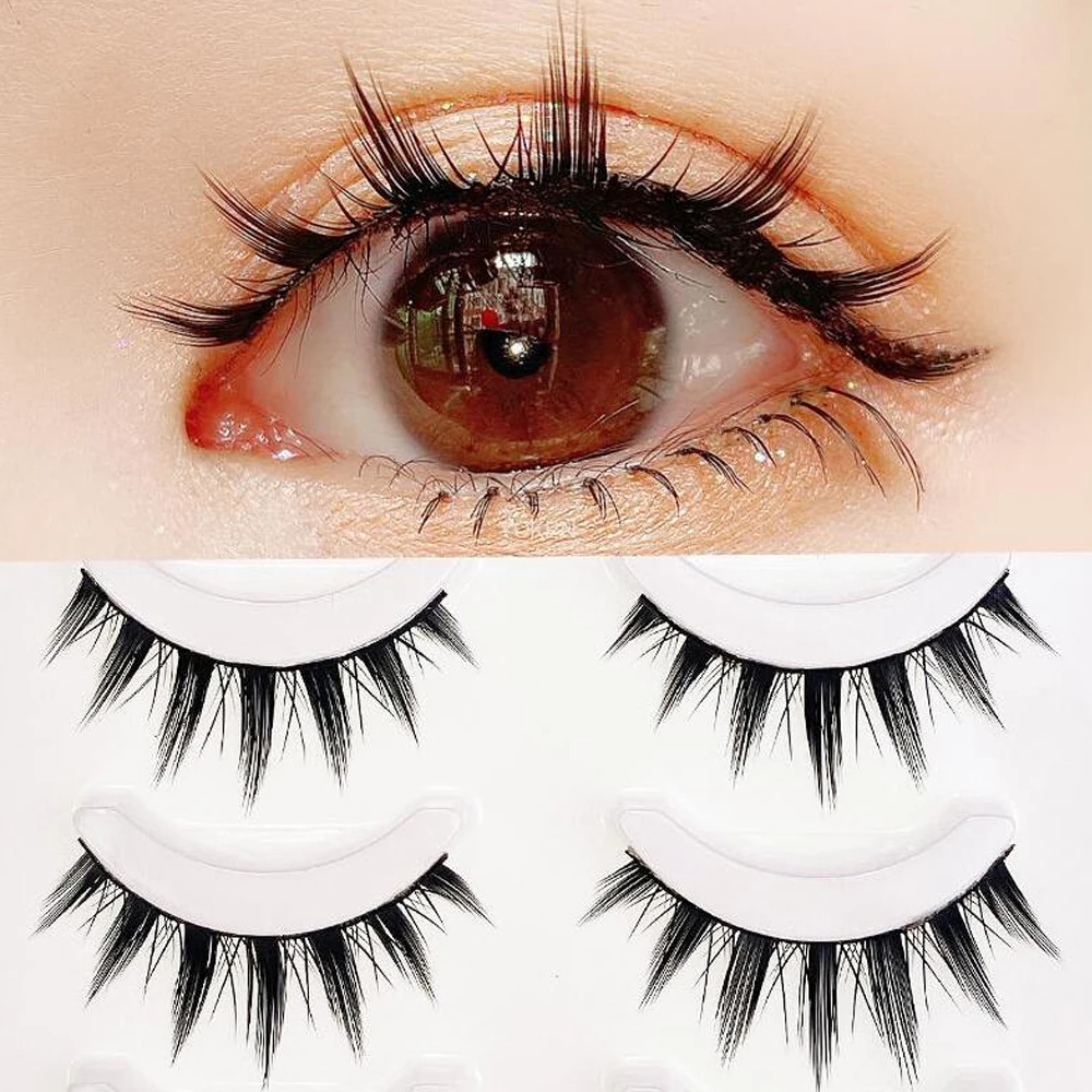 New Cat Eye Lashes Mink Eyelashes 3D Curl Winged Natural Realistic Messy End Eye Elongated Thick False Eyelashes Soft Fake Lashe