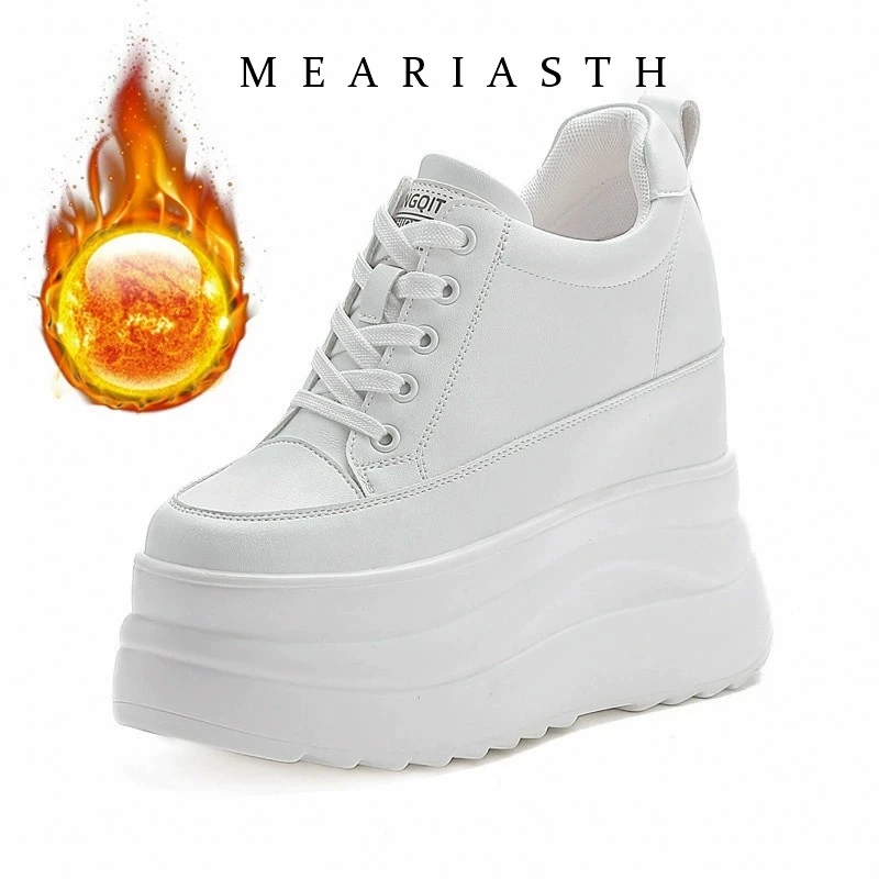 

13cm 2026 white Genuine Leather Platform Wedge Flats Shoes Chunky Sneaker Casual Comfy High Brand Spring Autumn Vulcanize Shoes