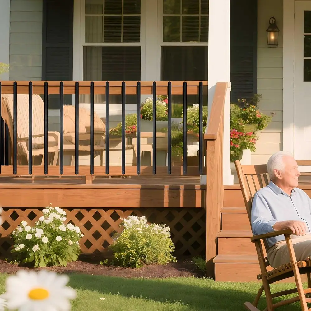 32 Black Aluminum Balusters, Deck Railing Spindles with Screws, Outdoor Staircase Porch Railing Accessories