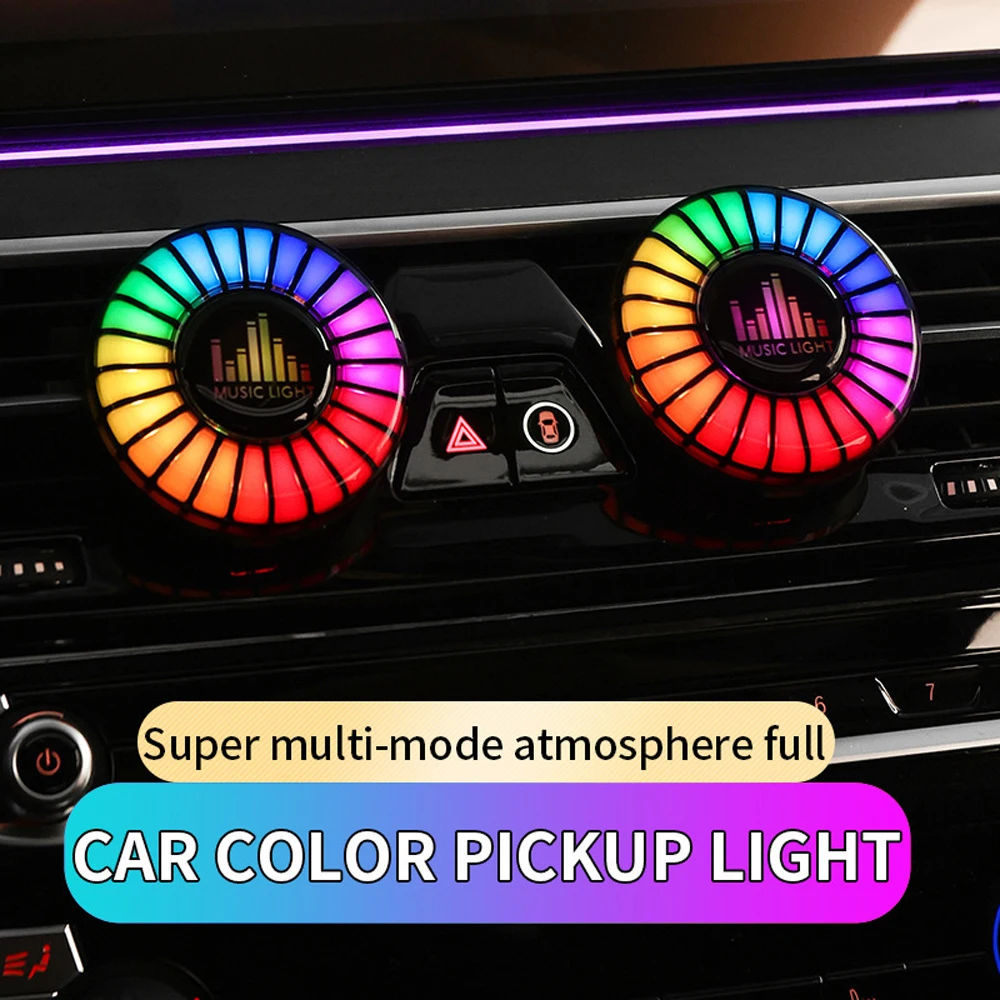 Car Air Freshener Music Rhythm Lamp RGB LED Strip Sound Control Voice Rhythm Atmosphere Light 256 Colors Option App Control