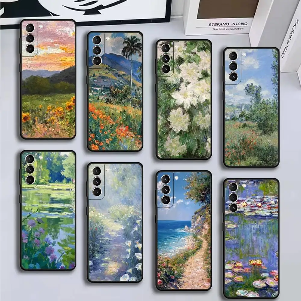 

C-Claude Monet Garden Paint Phone Case For Samsung GalaxyA13,21s,22,31,32,52,53,71,72,73,Soft Black Cover