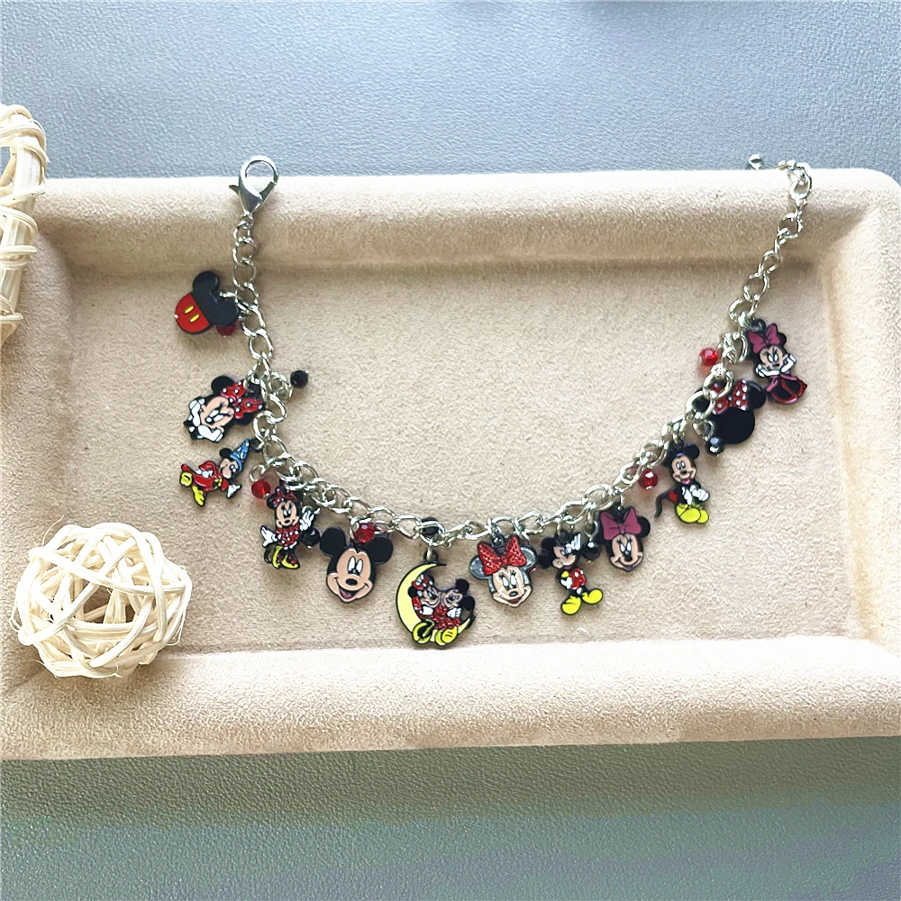 JYYH Fashion Disney Series Cute Mickey Mouse Mickey and Minnie Pendant Versatile Bracelet