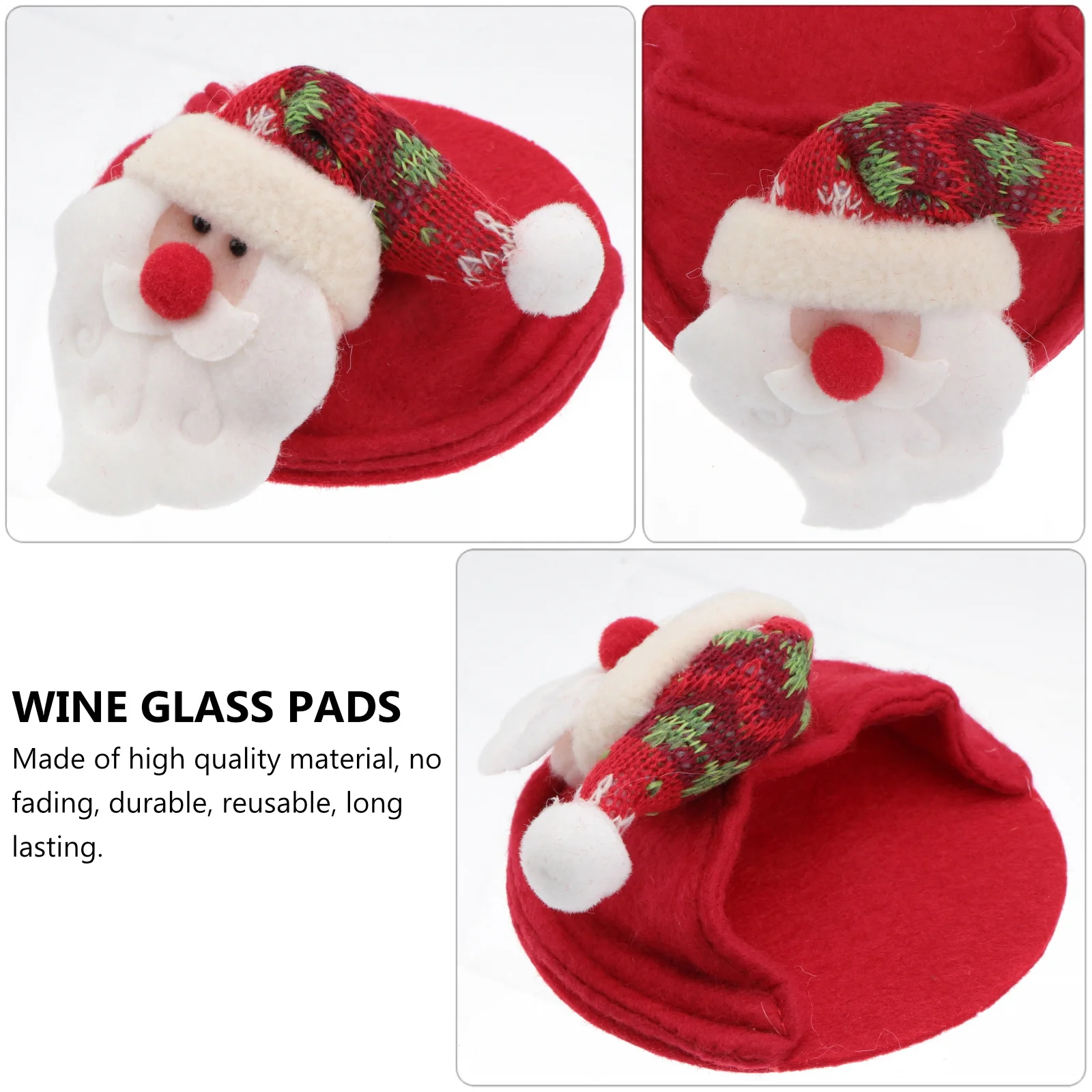

Santa Claus Wine Glass Mat Christmas Table Decoration Holiday Wine Glass Coasters Reusable Festive Party Hotel Home