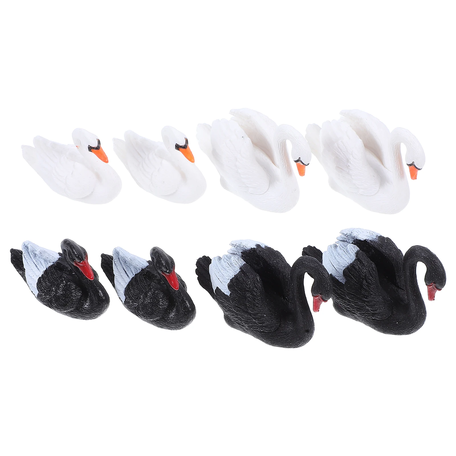 

8 Pcs Black White Swan Figurines Mini Decorations Plastic Garden Ornaments DIY Statue Home Office Car Dashboard