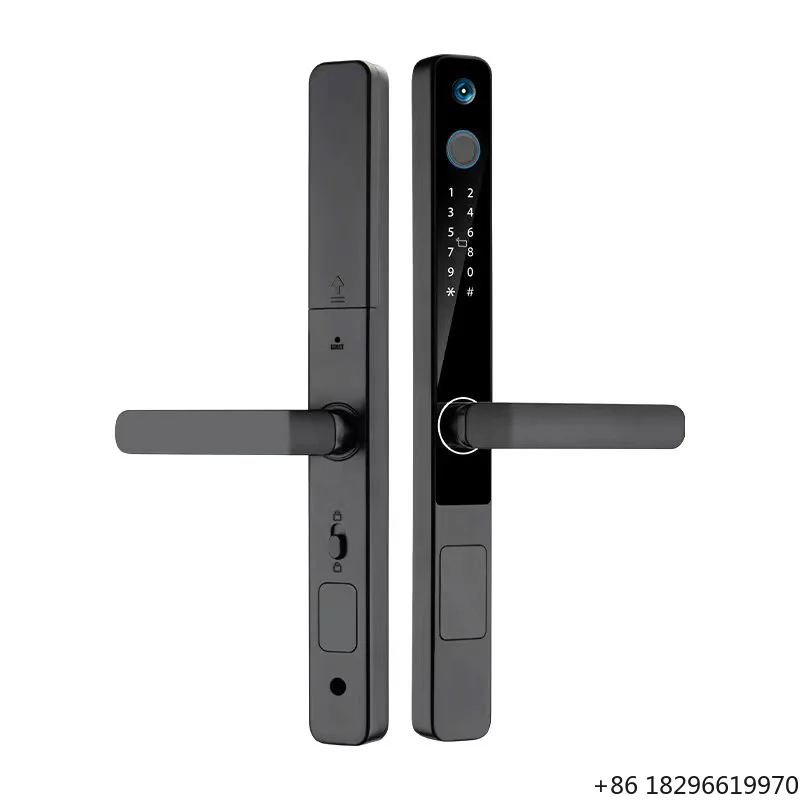 Qleung S608max Waterproof IP65 Digital 8 Language Fingerprint Password Card Key Handle  Smart Home Door Lock
