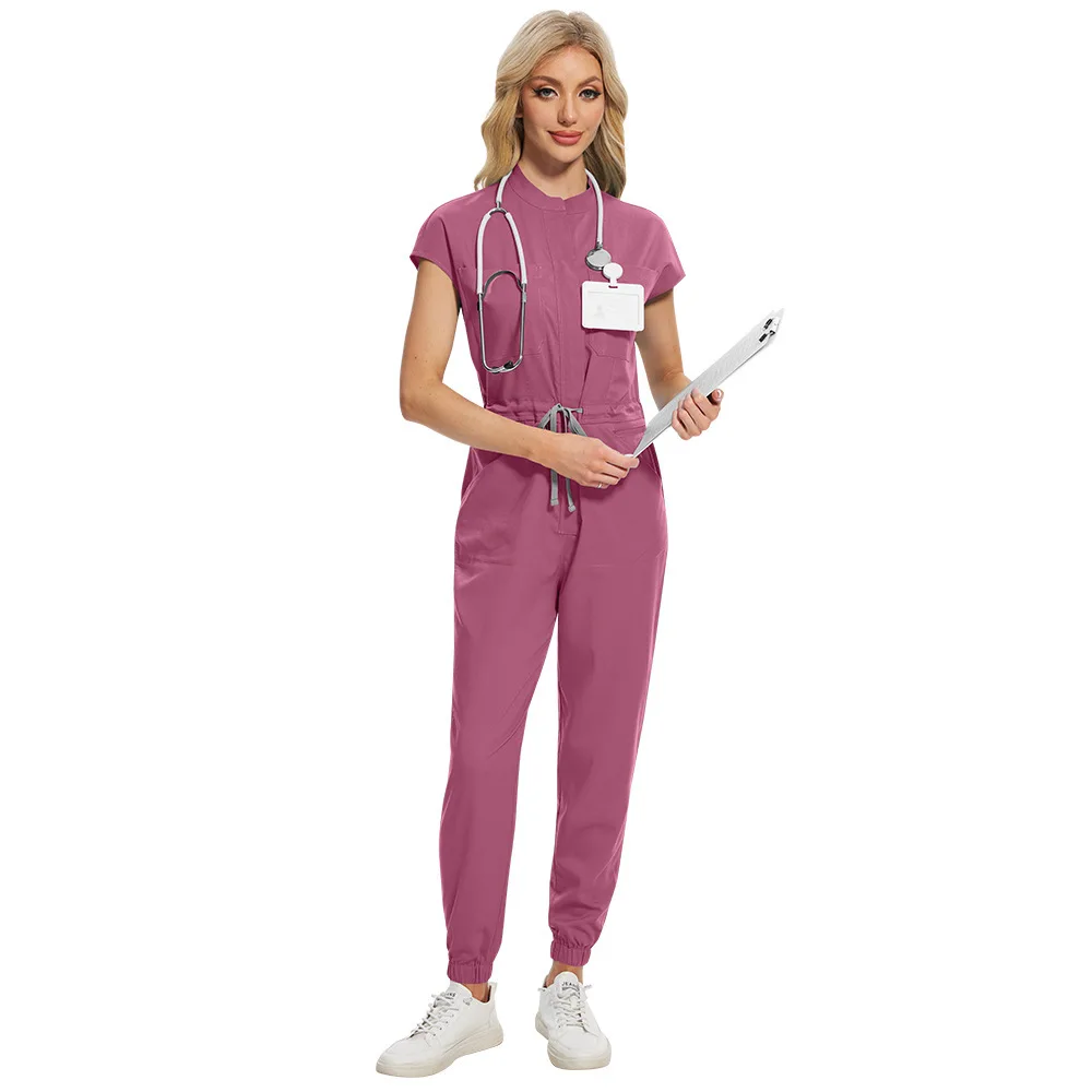 

New Jumpsuit Set With Stand Up Collar, Fashionable Hospital, Operating Room, ICU, Hand Washing Suit, Zipper Style