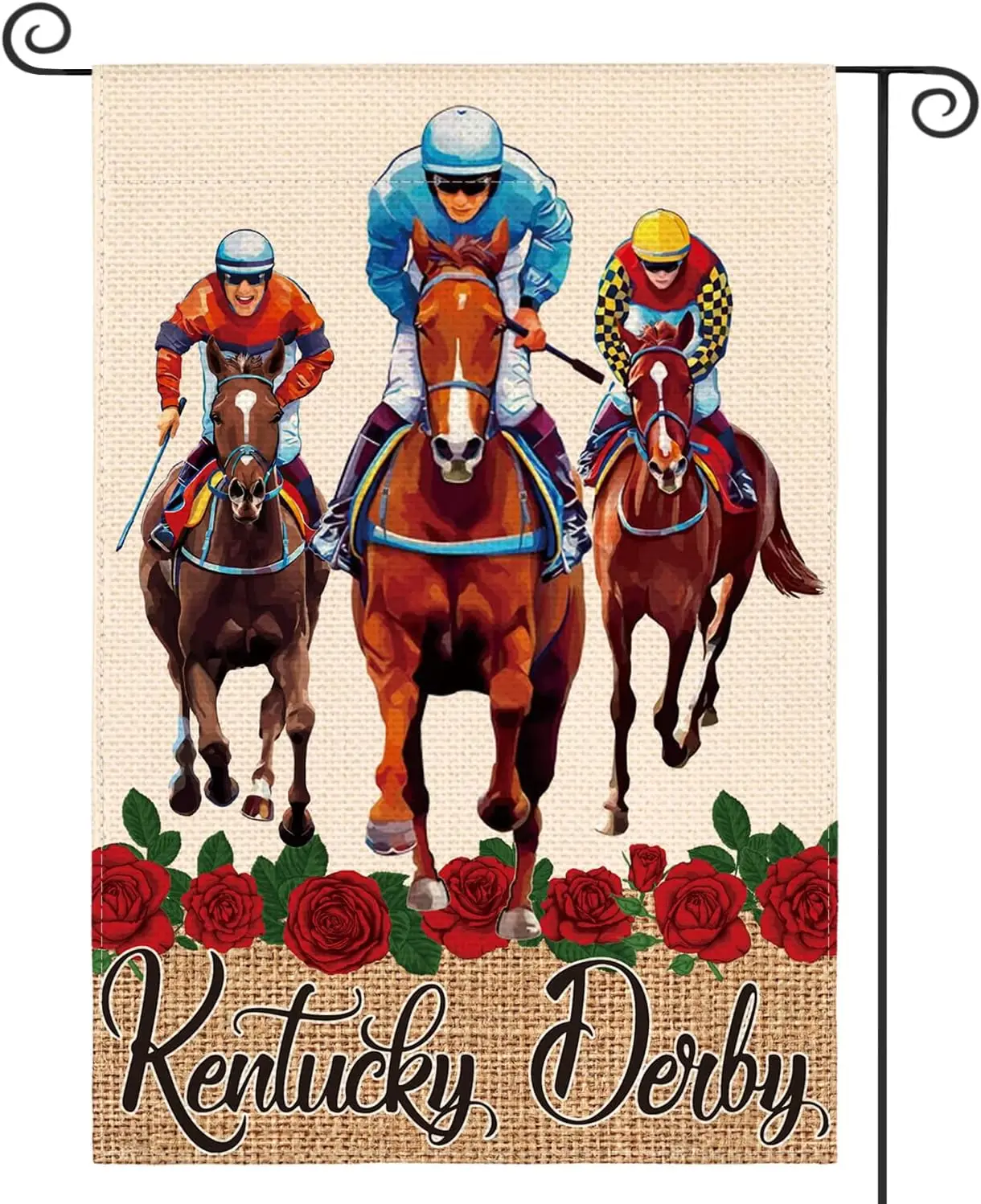 AVOIN colorlife Kentucky Derby Garden Flag 12x18 Inch Double Sided, Run for the Roses Horse Racing Yard Outdoor Decoration