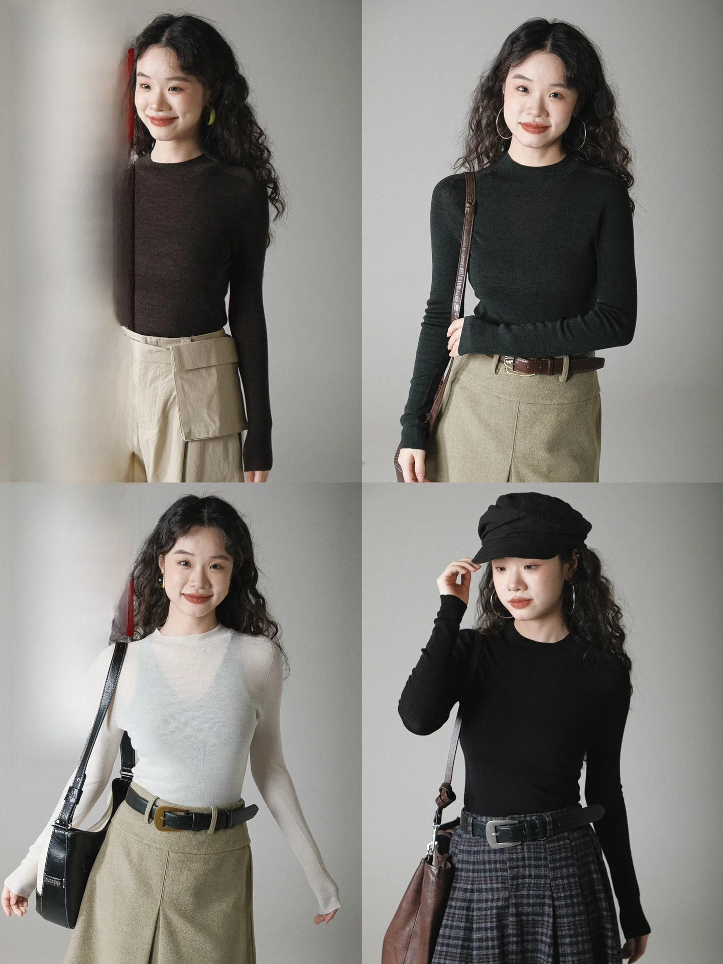 

Ivy Yang Extra Slim Fit Long Sve Knitted Woolen Base irt Thin Elastic round Ne T-irt Women's Faion Autumn Wear