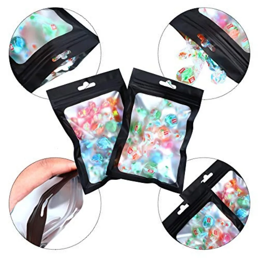 00 Pieces Resealable Foil Food Storage Bags with Clear Window Coffee Beans Candy Packaging Pouch for Food Small Business Suppli - view 4
