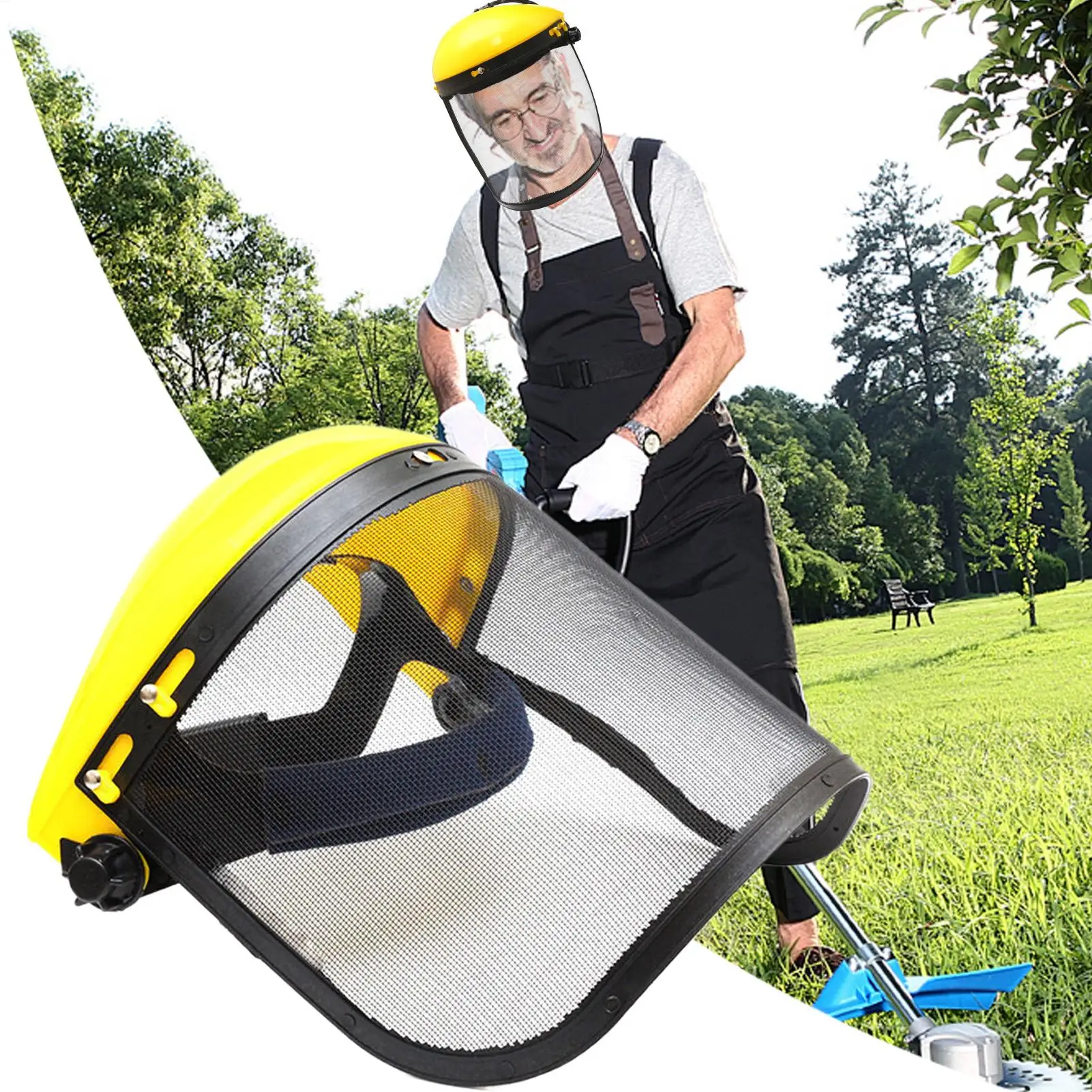 

Face Shield Garden Grass Trimmer Safety Helmet Hat With Full Face Mesh Splash Proof Face Screen Safety Protective Mask