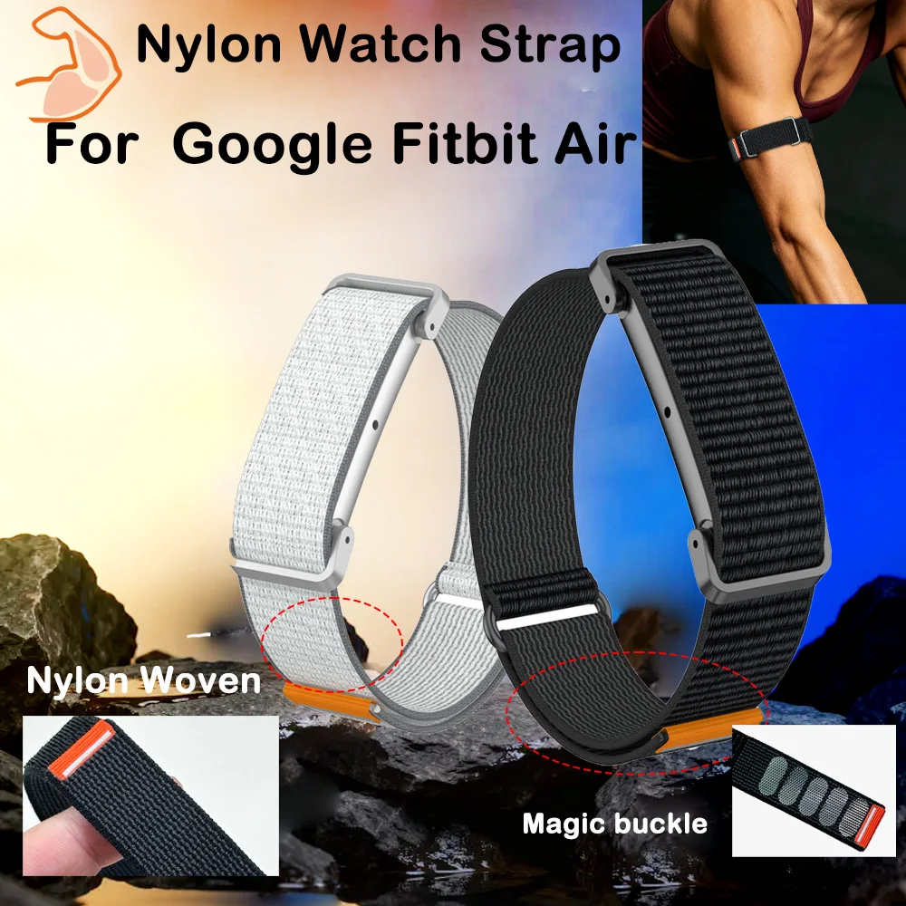 New Woven Nylon Watch Strap for Google Fitbit Air Unisex Soft Comfort Replacement Wristband for Google Fitbit Air Daily Walking